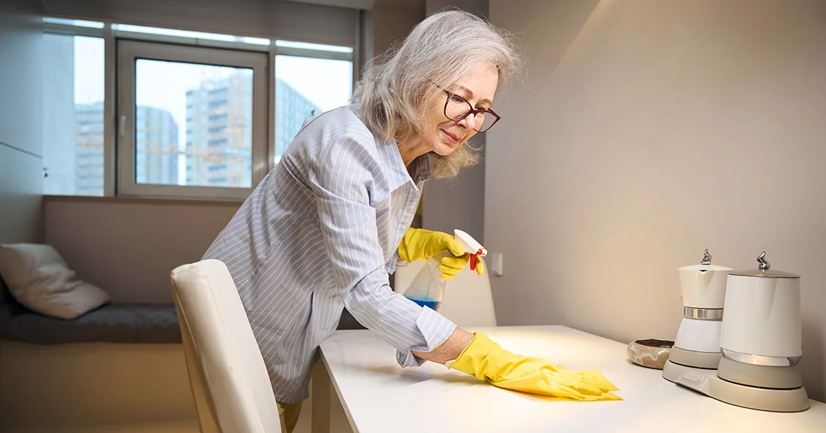 Cleaning office desk